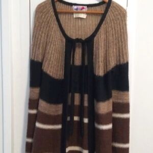 Vintage WAY OUT Mohair  Striped Long Sleeve Open Front Cardigan Sweater Size M